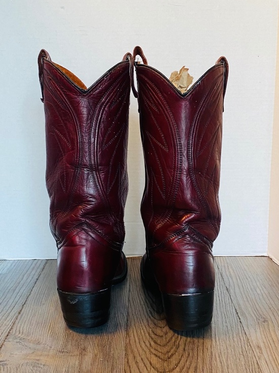 Vintage Durango West USA Mens Leather Square Toe Western Boots, 8.5. main image 5